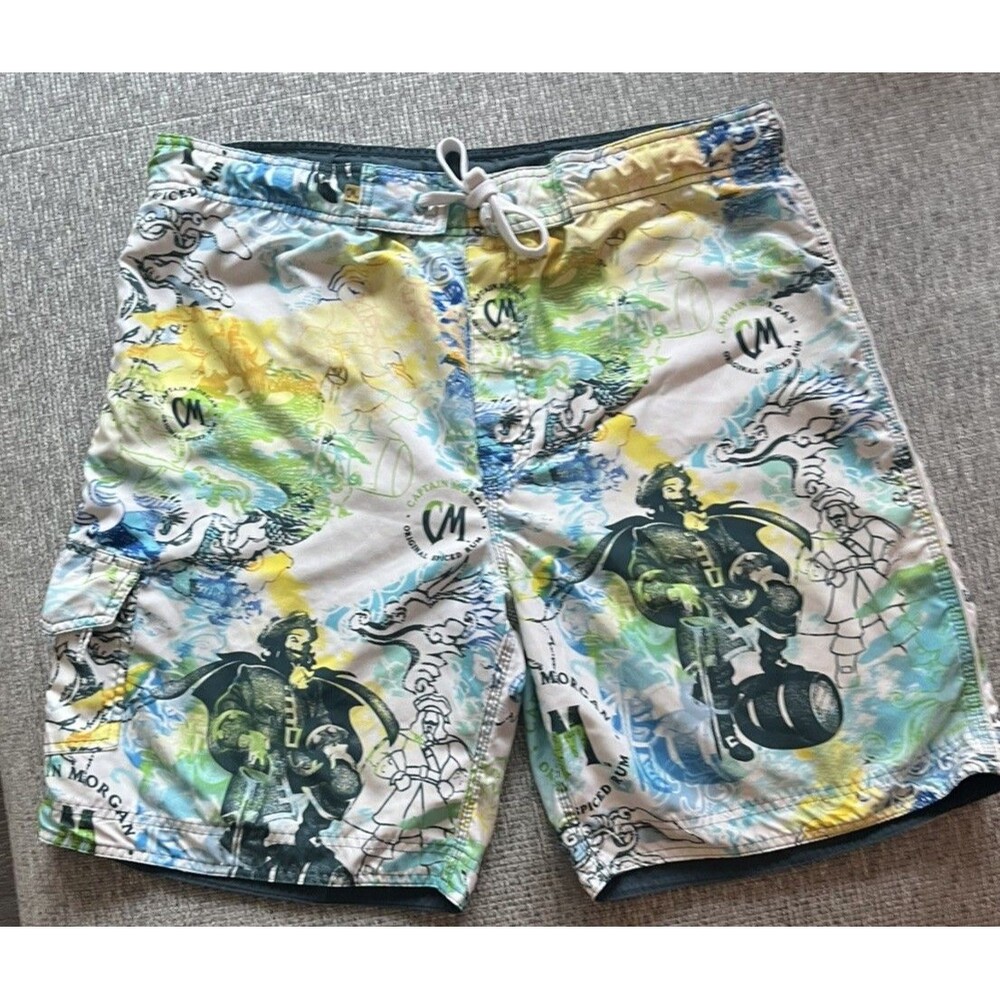 Captain Morgan Boardshort Mens 38 XL Drawstring Mesh Lined Swim Trunks